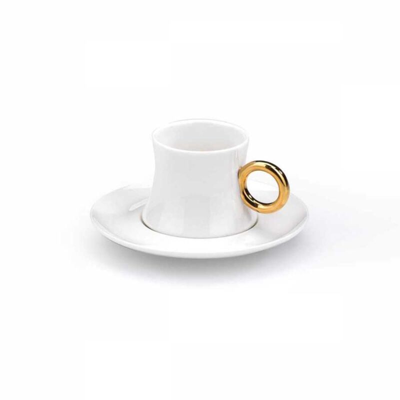 Korkmaz Freedom Coffee Espresso Cups with Saucers Set - Set of 6, Made in Turkey