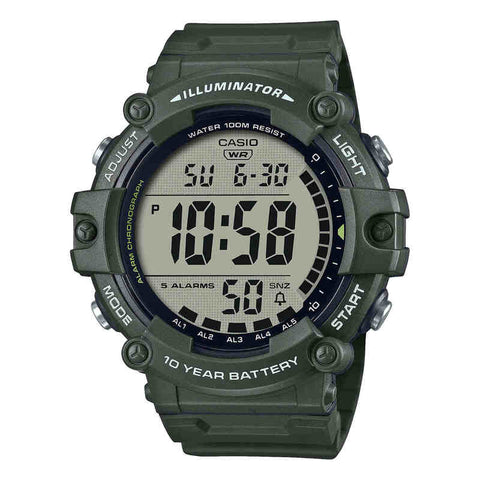 Casio Men's Digital Watch AE-1500WHX-3A Green Resin Strap Watch for Men