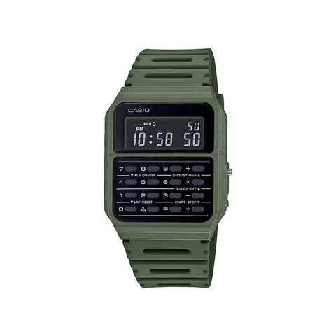 Casio Men's Data bank CA-53WF-3B Army Green Resin Band Calculator Watch