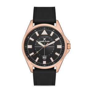 Daniel Klein Premium Men's Analog Watch DK.1.12948-4 Black Silicone + Genuine Leather Strap Watch | Watch for Men