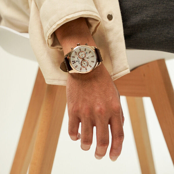Daniel Klein Exclusive Men's Chronograph Watch DK.1.13120-6 Brown Genuine Leather Strap Watch | Watch for Men