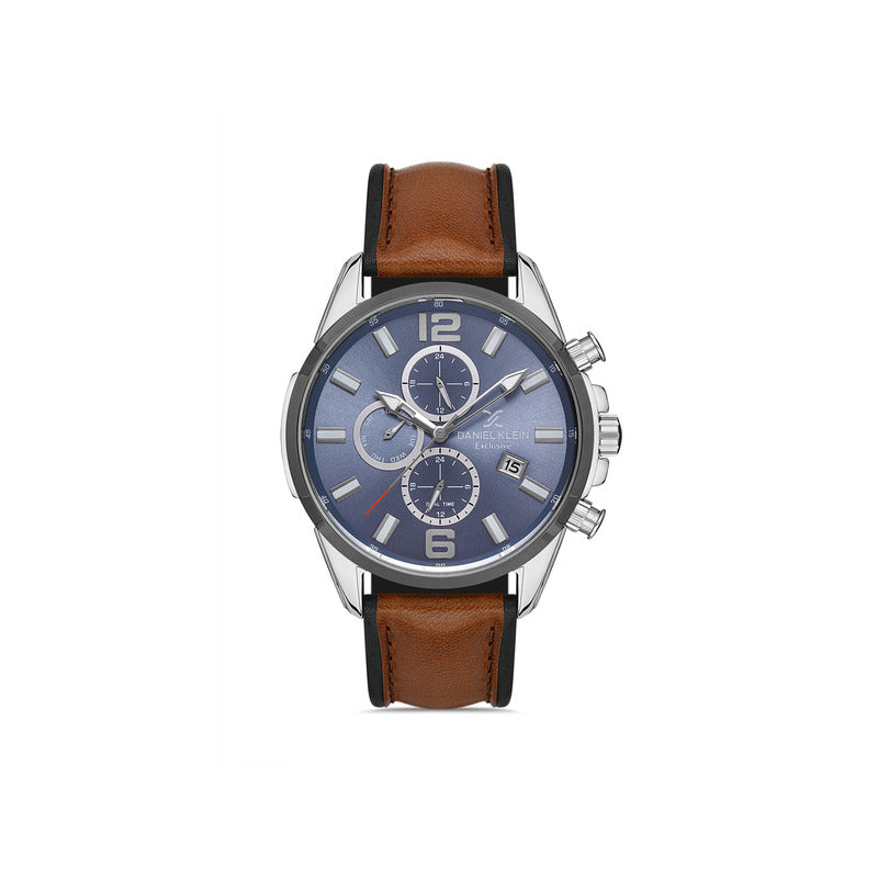 Daniel Klein Exclusive Men's Chronograph Watch DK.1.13277-5 Brown Genuine Leather+Nylon Strap Watch | Watch for Men