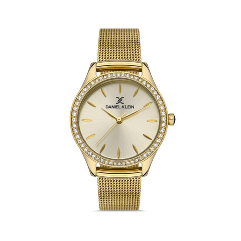 Daniel Klein Premium Women's Analog Watch DK.1.13427-3 Gold Mesh Strap Watch | Watch for Ladies