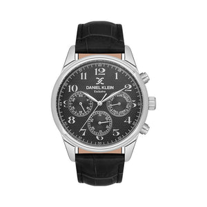 Daniel Klein Exclusive Men's Chronograph Watch DK.1.13550-1 Black with Leather Strap | Watch for Men