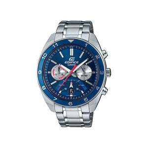 Edifice Men's Chronograph Watch EFV-590D-2AV Blue Dial with Silver Stainless Steel Band Men Watch