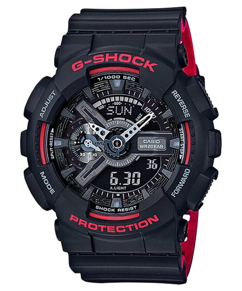 Casio G-Shock Men's Analog-Digital Watch GA-110HR-1A Black and Red Resin Band Sports Watch