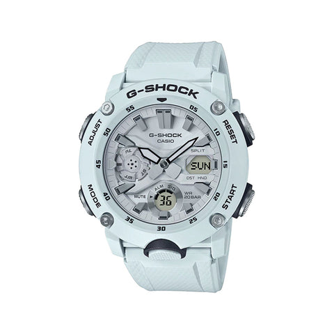 Casio G-Shock Men's Analog-Digial Watch GA-2000S-7A Carbon Core Guard White Resin Band Sports Watch