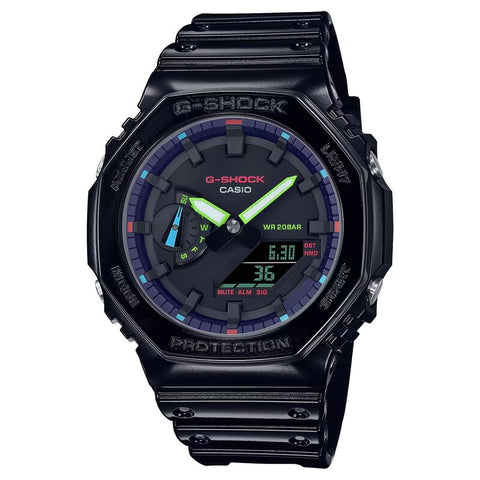 Casio G-Shock GA-2100RGB-1A Virtual Rainbow Men's Analog-Digital Watch with Black Resin Band