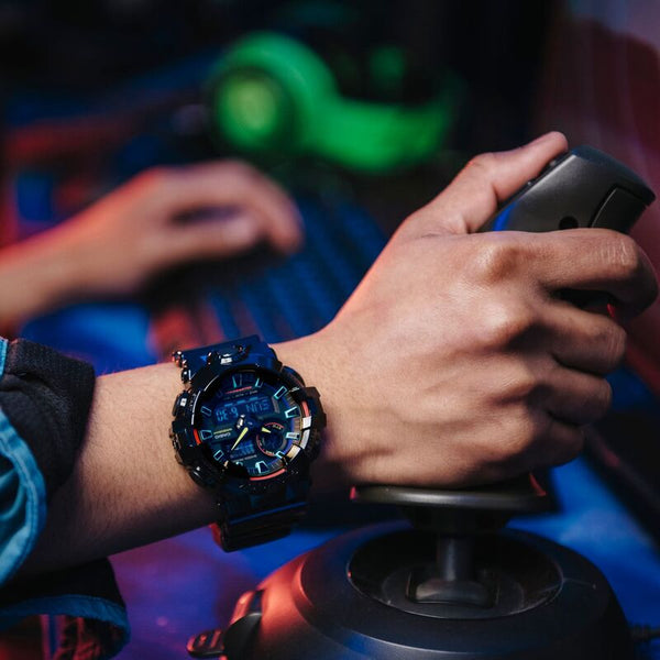 Casio G-Shock GA-700RGB-1A Virtual Rainbow Men's Analog-Digital Watch with Black Resin Band