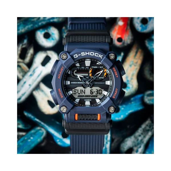 Casio G-Shock Men's Watch GA-900-2A Heavy Duty Series Blue Dial with Black Resin Band Sports Watch