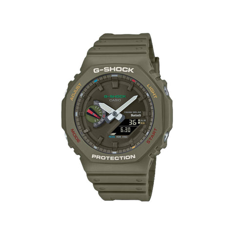 Casio G-Shock Men's Analog Digital Watch Tough Solar w. Bluetooth® GA-B2100FC-3ADR Green Resin Strap