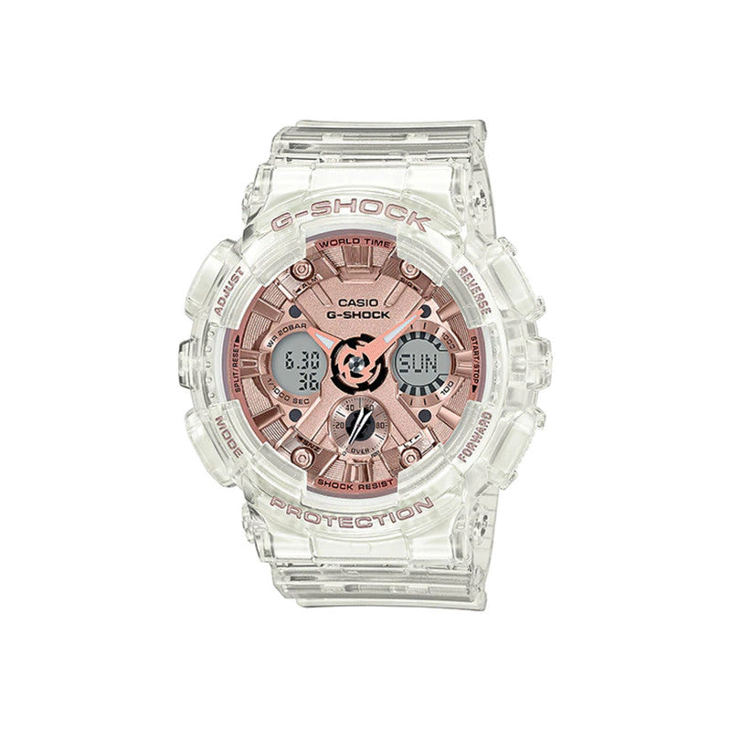 Casio G-Shock Women's Analog-Digital Watch GMA-S120SR-7A White Transparent Resin Band Sports Watch