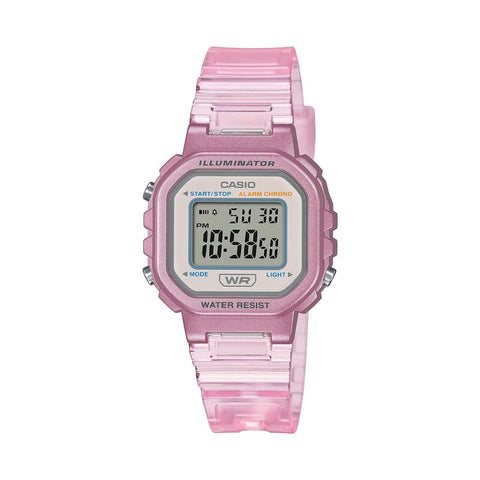 Casio Pop Series LA-20WHS-4A Kids Pink Transparent Resin Band Digital Watch