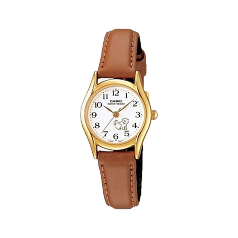 Casio Women's Analog LTP-1094Q-7B7 Gold tone Brown Leather Watch