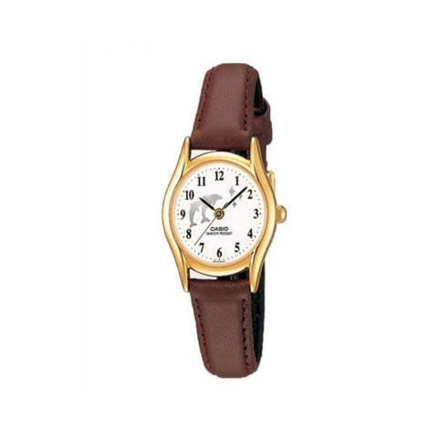 Casio Women's Analog LTP-1094Q-7B9 Brown Genuine Leather Watch