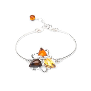 MILLENNE Multifaceted Baltic Amber Triangle Composition Silver Bracelet with 925 Sterling Silver