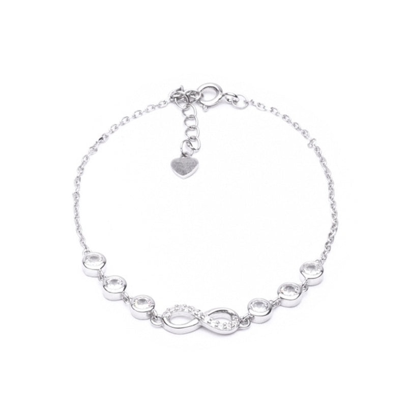 MILLENNE Millennia 2000 Infinity Cubic Zirconia Silver Bracelet with 925 Sterling Silver