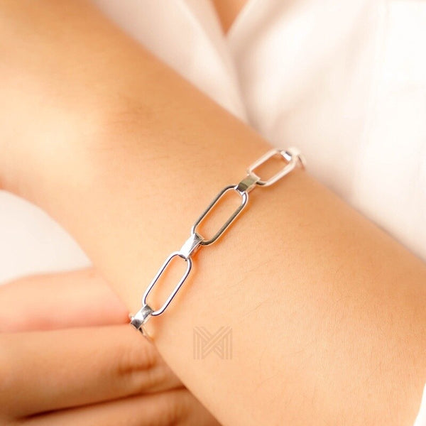 MILLENNE Millennia 2000 Paperclip Link Silver Bracelet with 925 Sterling Silver