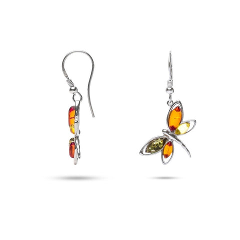 MILLENNE Multifaceted Baltic Amber Fairy Silver Earrings with 925 Sterling Silver