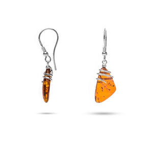 MILLENNE Multifaceted Baltic Amber Rustic Silver Earrings with 925 Sterling Silver