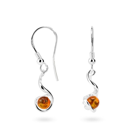 MILLENNE Multifaceted Baltic Amber Encapsuled Silver Earrings with 925 Sterling Silver