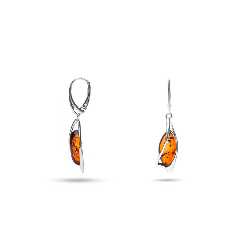 MILLENNE Multifaceted Baltic Amber Sailling Silver Earrings with 925 Sterling Silver