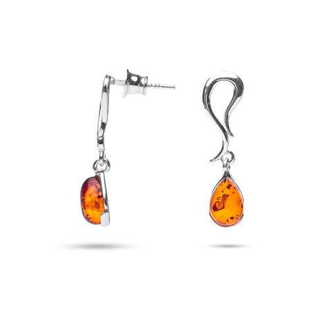 MILLENNE Multifaceted Baltic Amber Infinity Silver Earrings with 925 Sterling Silver