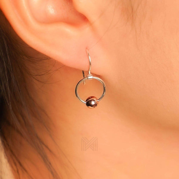 MILLENNE Minimal Ball Rose Gold Hook Earrings with 925 Sterling Silver