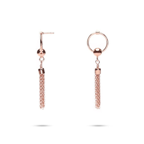 MILLENNE Millennia 2000 Tassel Chains Stud Rose Gold Drop Earrings with 925 Sterling Silver