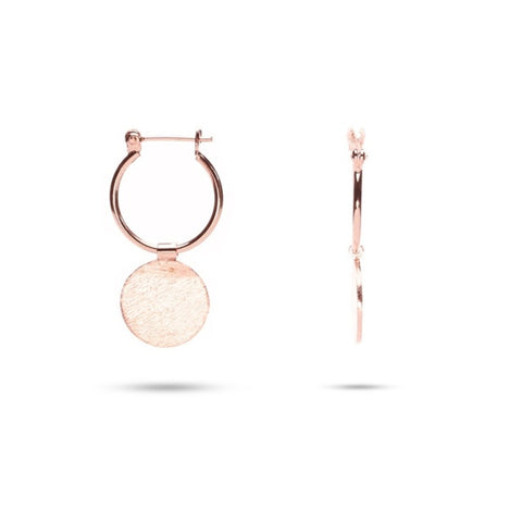 MILLENNE Minimal Flat Circle Disc Rose Gold Hoop Earrings with 925 Sterling Silver