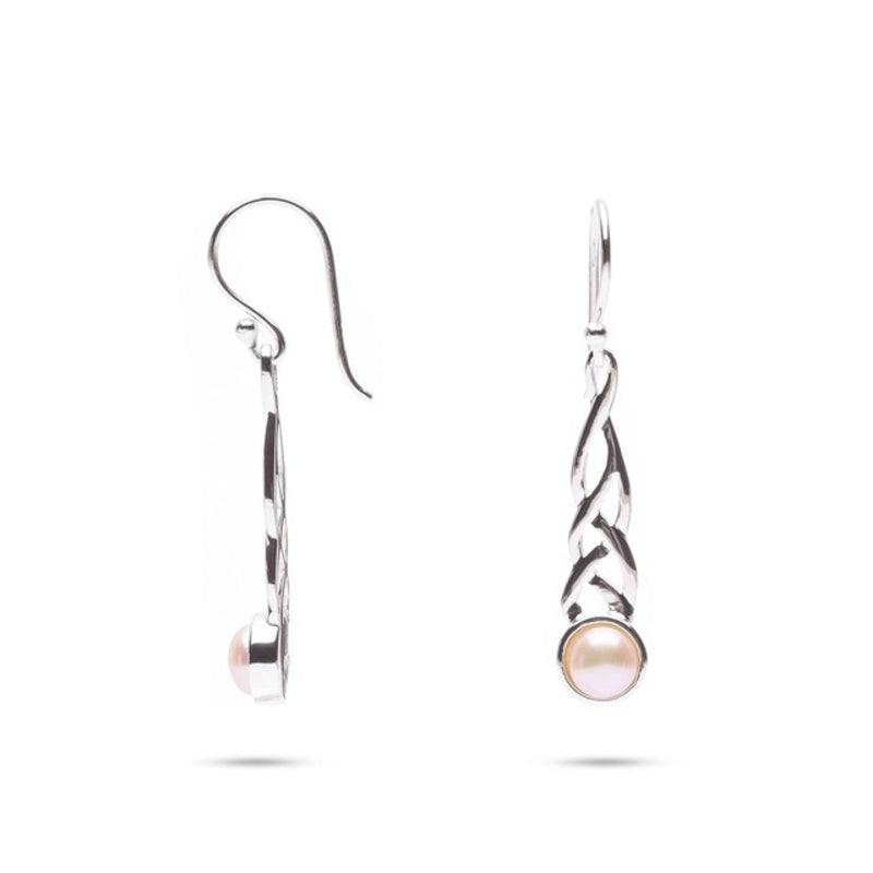 MILLENNE Millennia 2000 Freshwater Pearls Celtic Hook Silver Dangle Earrings with 925 Sterling Silver