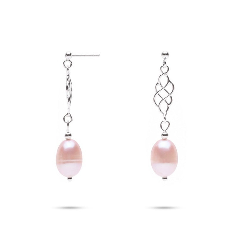 MILLENNE Millennia 2000 Freshwater Pearls Beaded Silver Drop Earrings with 925 Sterling Silver