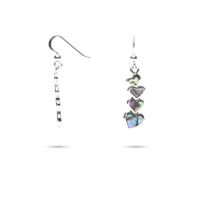 MILLENNE Millennia 2000 Abalone Shell Love Silver Dangle Earrings with 925 Sterling Silver