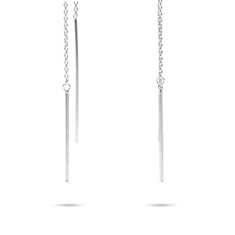 MILLENNE Minimal Dainty Thread Silver Threader Earrings with 925 Sterling Silver