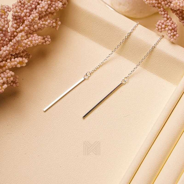 MILLENNE Minimal Dainty Thread Silver Threader Earrings with 925 Sterling Silver