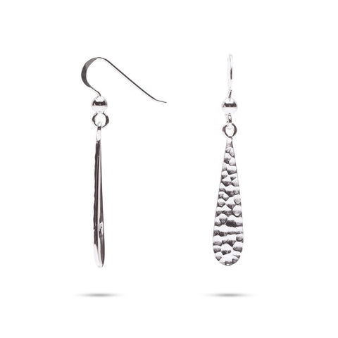 MILLENNE Minimal Textured Teardrop Silver Hook Earrings with 925 Sterling Silver