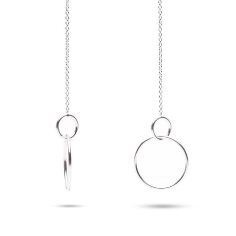 MILLENNE Minimal Circle Links Silver Threader Earrings with 925 Sterling Silver