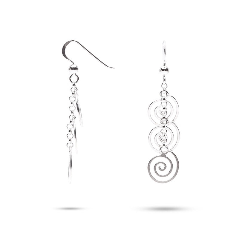 MILLENNE Millennia 2000 Hook Multi Spiral Silver Dangle Earrings with 925 Sterling Silver