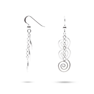 MILLENNE Millennia 2000 Hook Multi Spiral Silver Dangle Earrings with 925 Sterling Silver