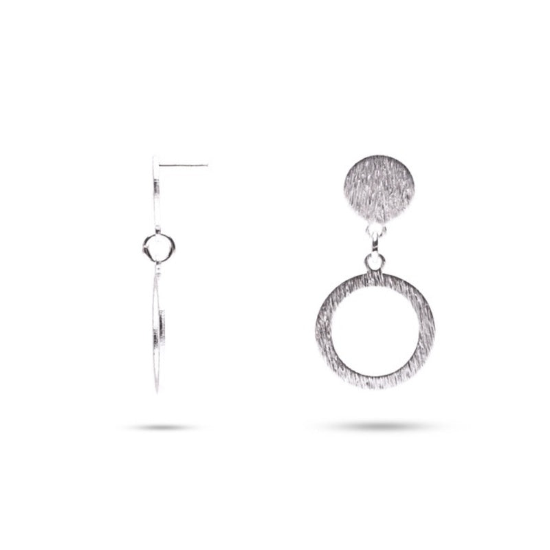 MILLENNE Minimal Matt Circle Silver Stud Earrings with 925 Sterling Silver