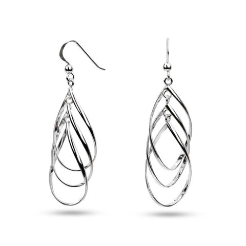 MILLENNE Millennia 2000 Oval Chain Links Hook Silver Dangle Earrings with 925 Sterling Silver