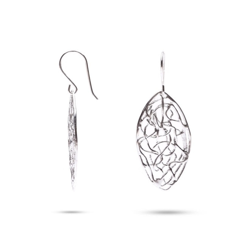 MILLENNE Millennia 2000 Wire Mesh Hook Silver Dangle Earrings with 925 Sterling Silver