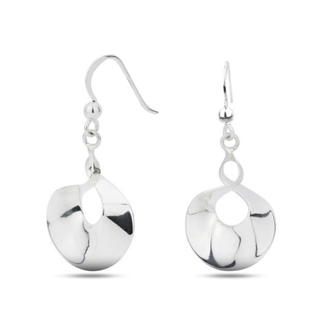 MILLENNE Minimal Flattened Oval Silver Hook Earrings with 925 Sterling Silver