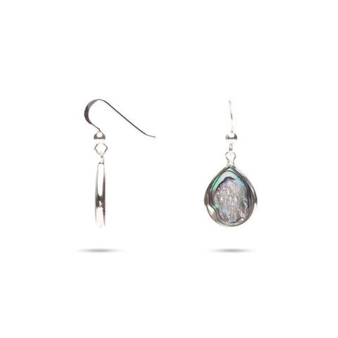 MILLENNE Multifaceted Abalone Shell Pear Shape Silver Hook Earrings with 925 Sterling Silver