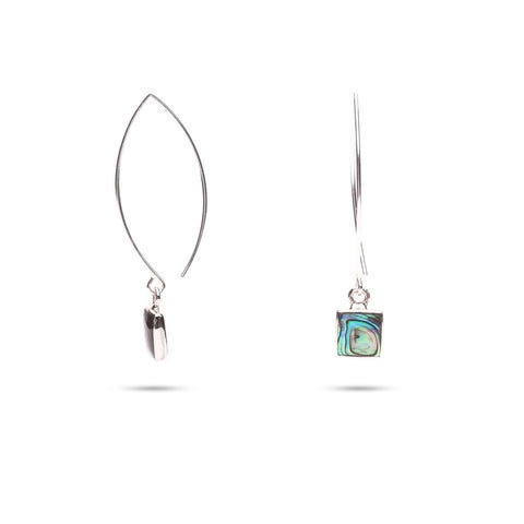 MILLENNE Millennia 2000 Abalone Shell Square Silver Threader Earrings with 925 Sterling Silver