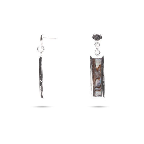 MILLENNE Millennia 2000 Abalone Shell Rectangle Silver Drop Earrings with 925 Sterling Silver