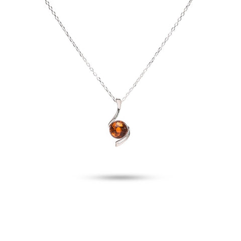 MILLENNE Multifaceted Baltic Amber Goblet Silver Pendant with 925 Sterling Silver