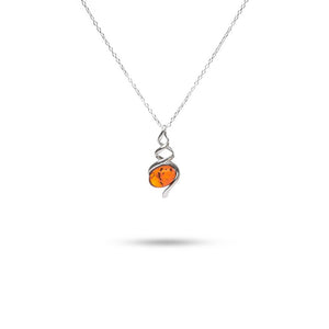 MILLENNE Multifaceted Baltic Amber Spiral Silver Pendant with 925 Sterling Silver