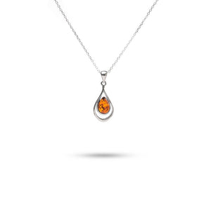 MILLENNE Multifaceted Baltic Amber Nested Drop Silver Pendant with 925 Sterling Silver