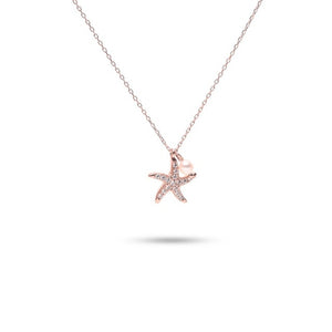 MILLENNE Millennia 2000 Starfish and Pearl Cubic Zirconia Rose Gold Necklace with 925 Sterling Silver